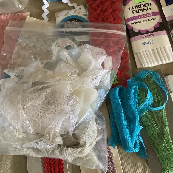 Sewing Trims Lot Lace Rick Rack Assorted Vintage Ribbon Yardage mixed huge lot - Picture 13 of 14